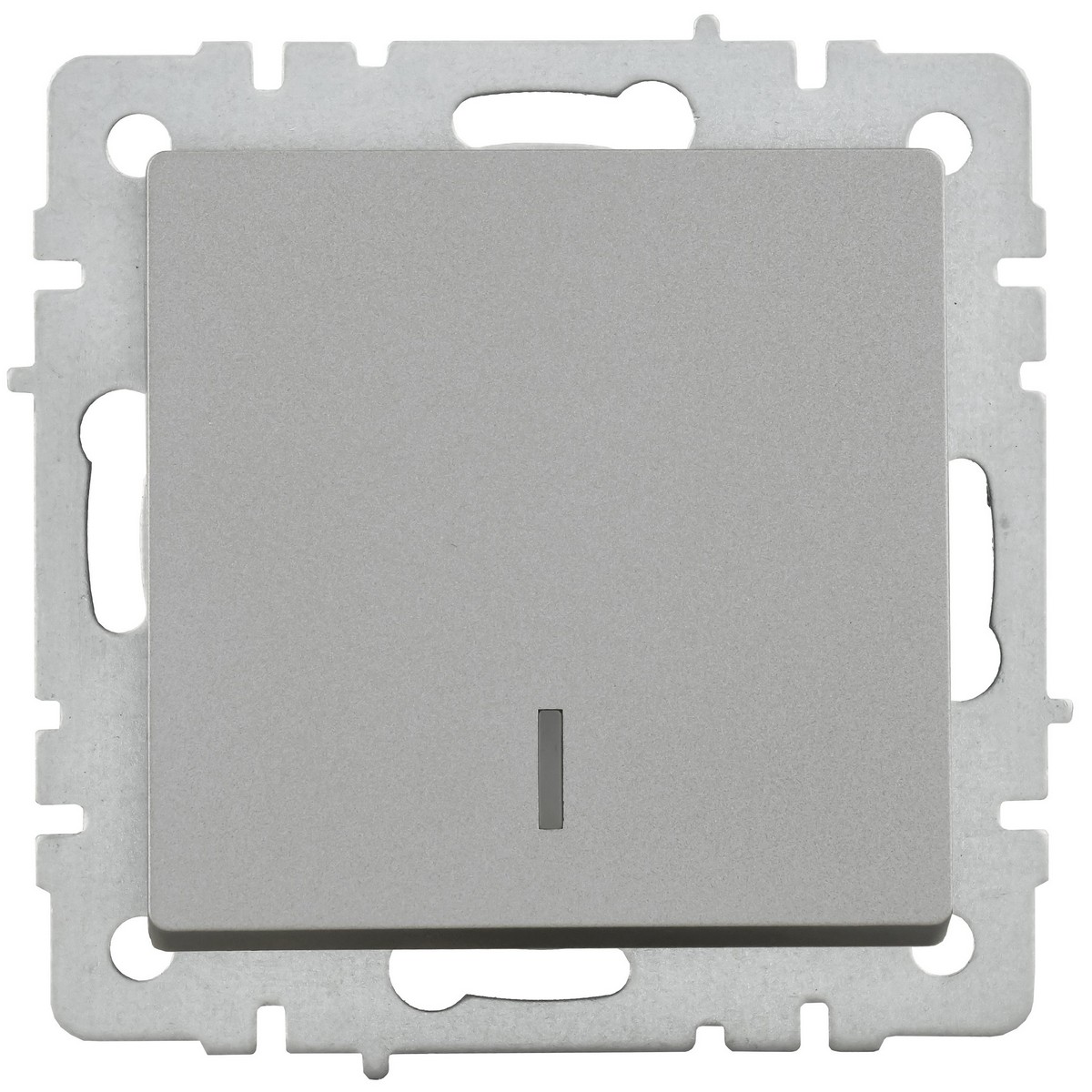 IEK Brite Сталь Выключатель IEK BRITE 1-клавишный с индикацией 10А ВС10-1-1-БрС сталь BR-V10-1-10-K46