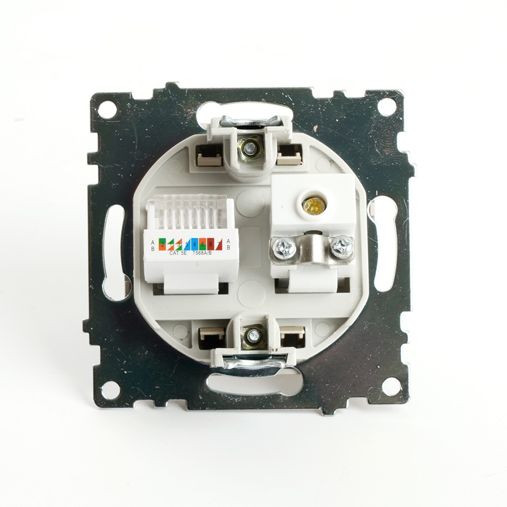 Катрин - Розетки и выключатели Stekker Розетка TV + компьютерная RJ-45 STEKKER GLS00-7106-08 Катрин золото 49230