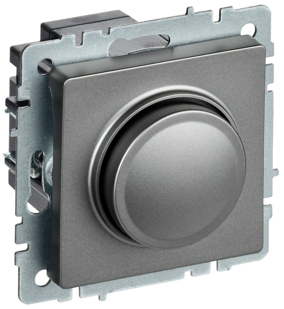 IEK Brite Сталь Светорегулятор IEK BRITE BASE Сталь пов-наж. 600Вт СС10-1-0-БрС BR-D20-0600-K46