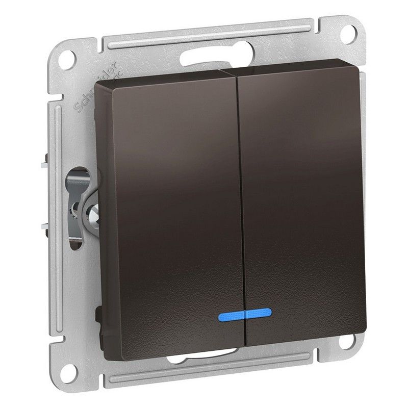 AtlasDesign Мокко Выключатель 2-клавишный Systeme Electric AtlasDesign Мокко с подсветкой, ATN000653
