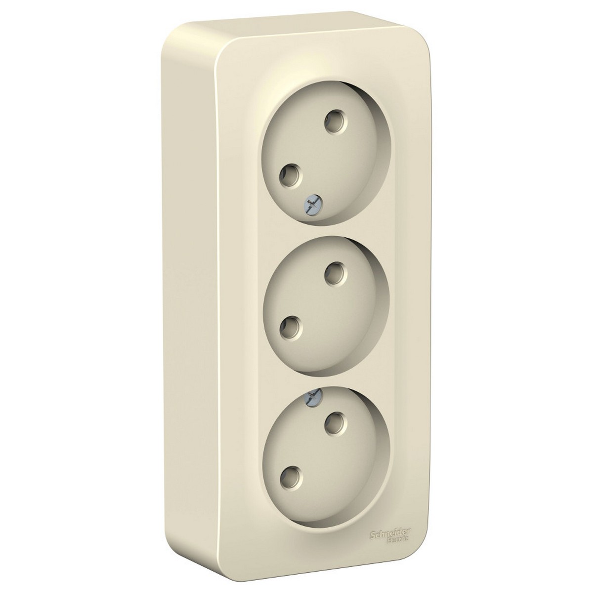 Blanca молочные розетки и выключатели Розетка SE Blanca 3-ая Молочная наружный б/з без шторок изолир. пластина BLNRA000312