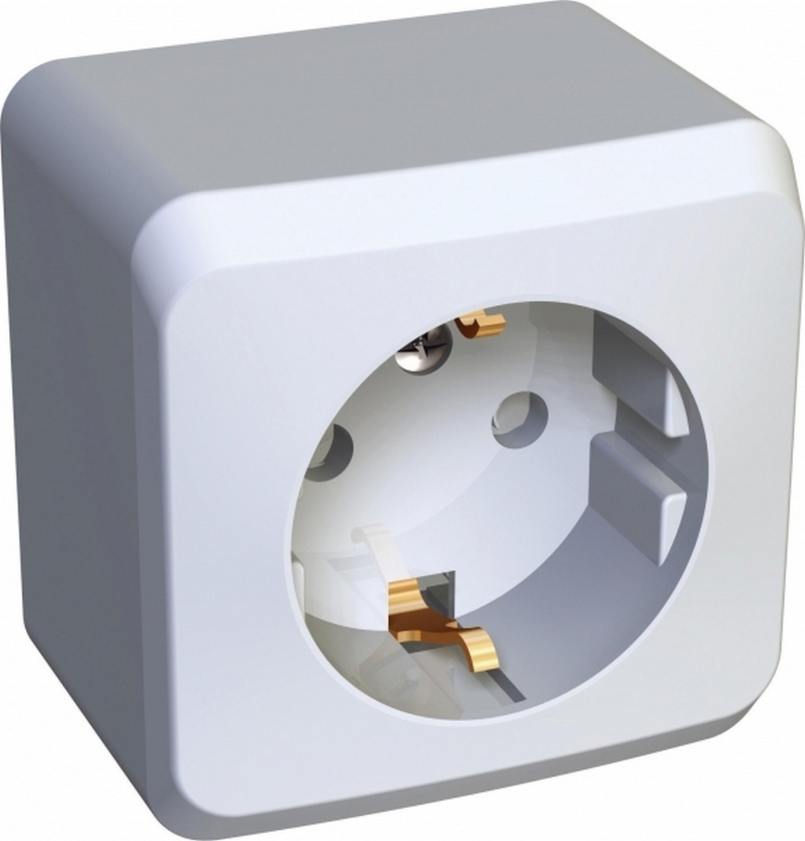 Этюд Белый Розетка 1-ая Systeme Electric Этюд наружный Белый с/з со шторками PA16-004B