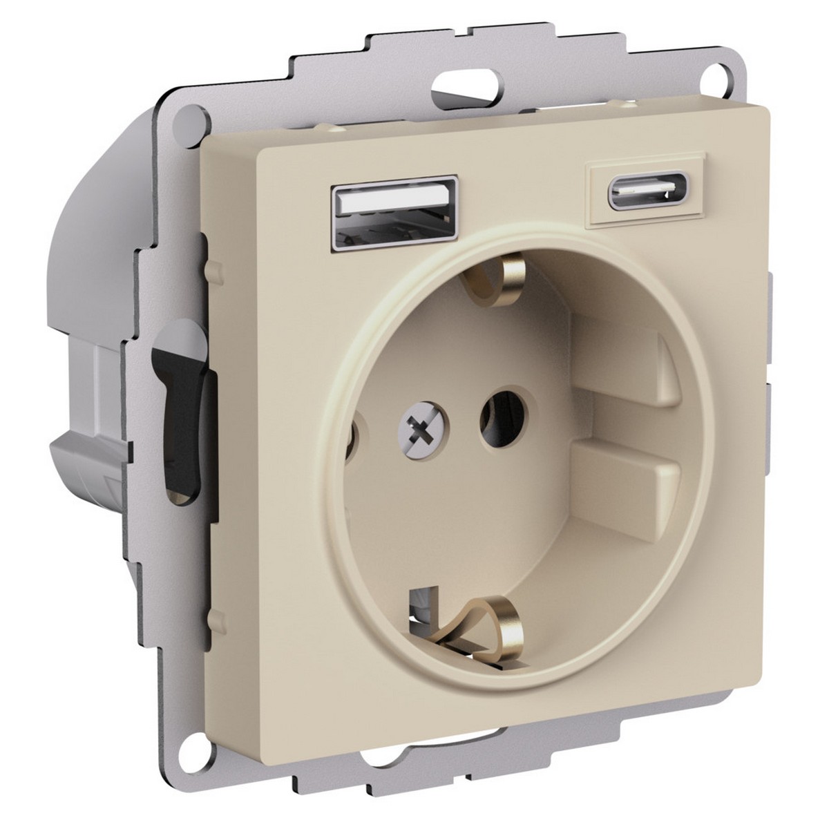 AtlasDesign Песочный Розетка Systeme Electric AtlasDesign Песочный 16А c 2 USB A+C 5В/24А/30А 2х5В/15А ATN001232