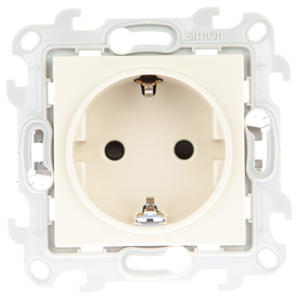 Розетки и выключатели Simon 24 Слоновая кость Розетка Simon 24 Слоновая кость 2К+3 с защитными шторками Push&Go 2420432-031