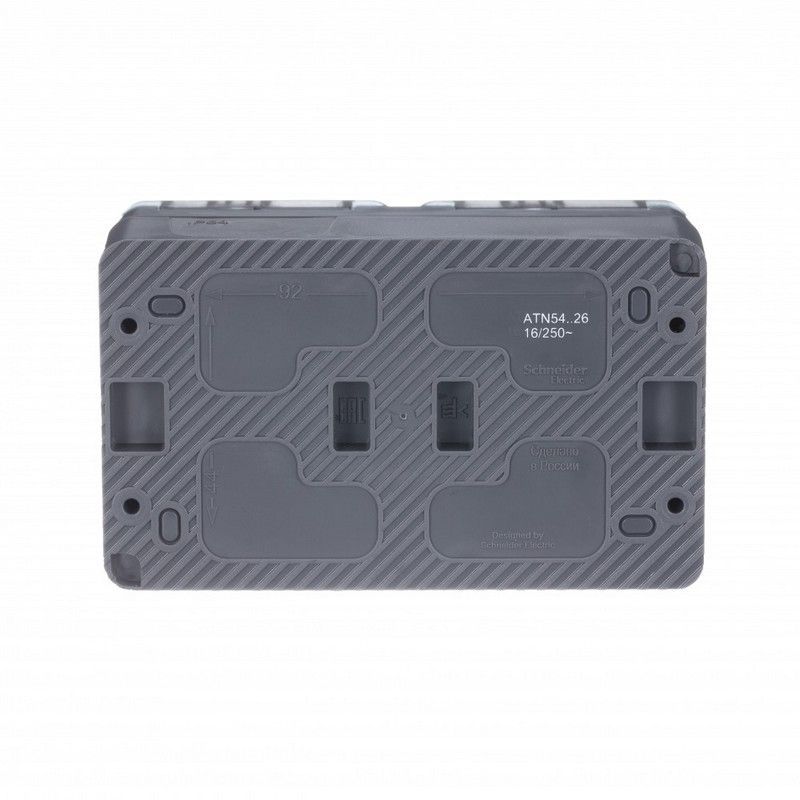 AtlasDesign Карбон Розетка Systeme Electric AtlasDesign Profi54 наружная Антрацит 2-ая с/з со шторками 16А ATN544026