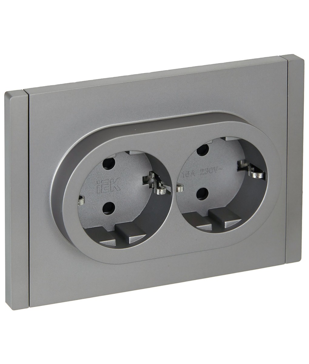 IEK FORTE&PIANO Сталь Розетка IEK FORTE&PIANO Сталь 2-я с/з со шт безвинтовое крепление 16А FP523