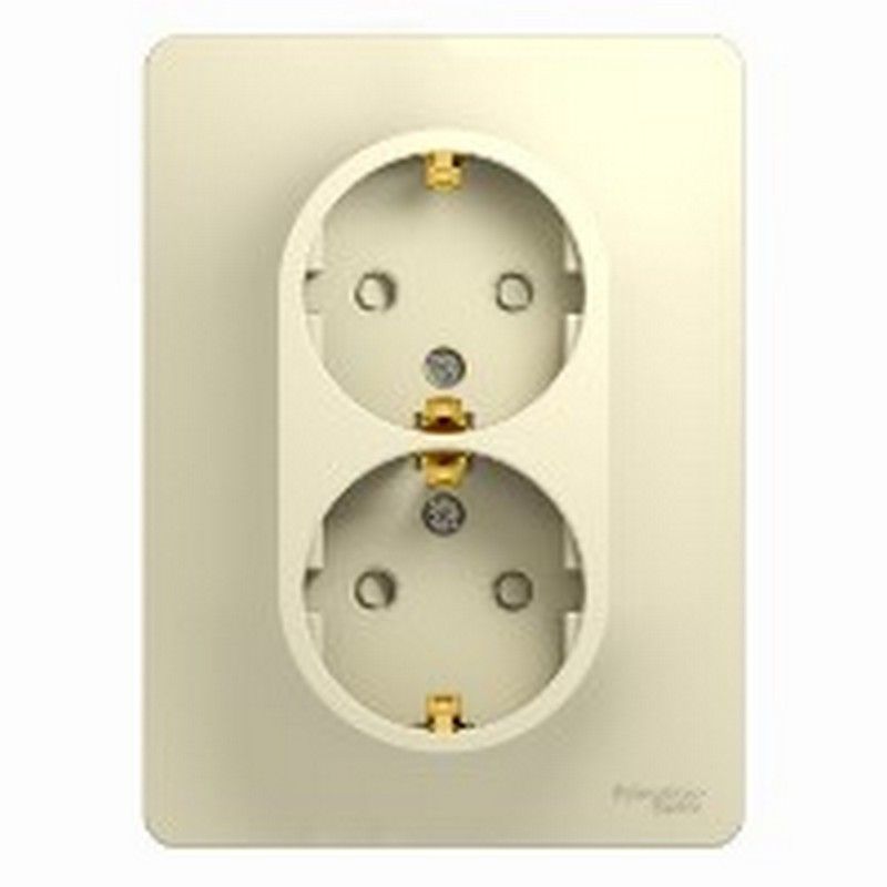 Glossa Бежевый Розетка Systeme Electric Glossa Бежевый 2-я с заземлением со шторками GSL000226