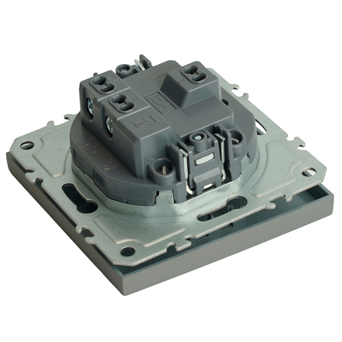 Эмили - Розетки и выключатели Stekker Выключатель 1-клавишный STEKKER Эмили RSW10-5103-10 платиново-серый soft touch 49943