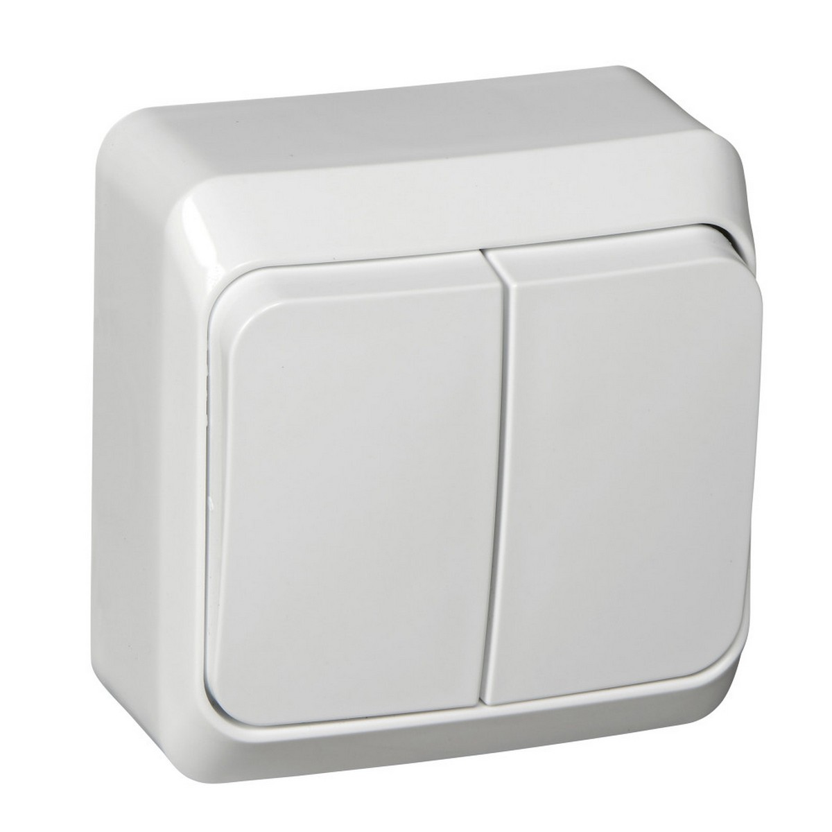 Этюд Белый Выключатель 2-клавишный Systeme Electric Этюд наружный Белый с подсветкой BA10-006B