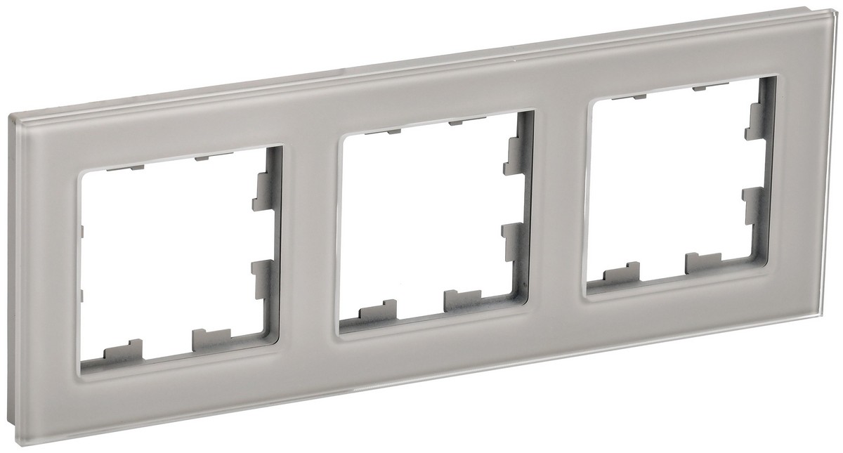 IEK Brite Рамки Рамка IEK BRITE 3-местная РУ-3-2-БрД стекло дымчатый BR-M32-G-K30