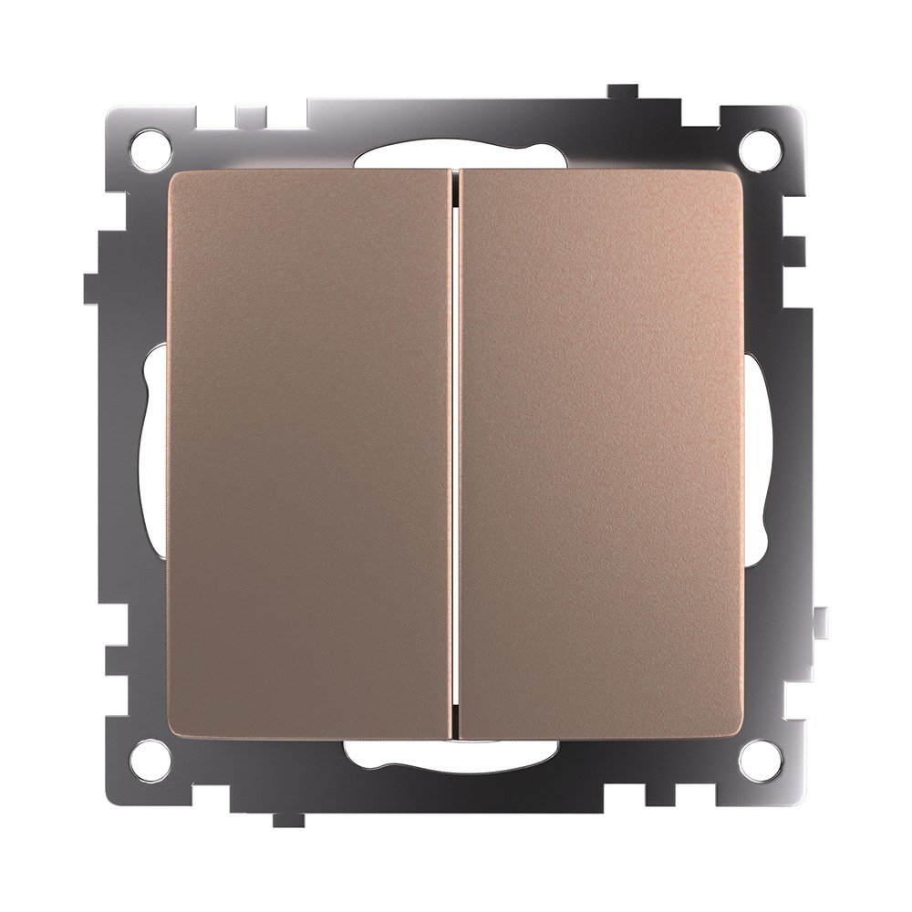 Катрин - Розетки и выключатели Stekker Выключатель 2-клавишный STEKKER GLS10-7104-02 250V 10А Катрин шампань 39592