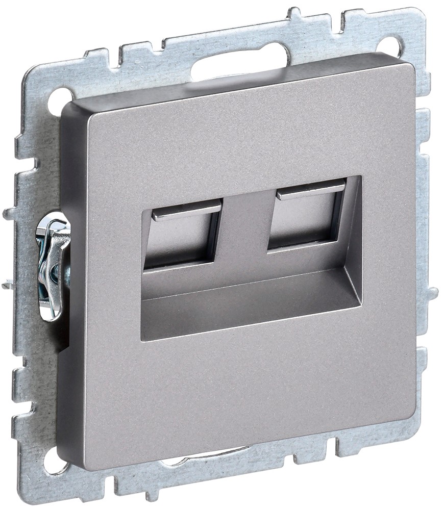 IEK Brite Сталь Розетка IEK BRITE компьютерная двойная RJ45 кат.5E РК10-2-БрС сталь BR-K20-1-K46