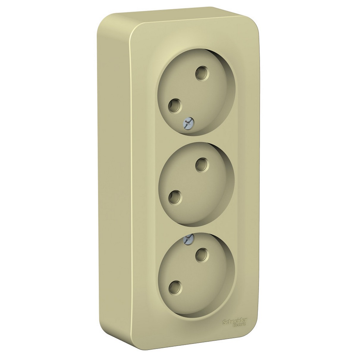 Blanca бежевые розетки и выключатели Розетка SE Blanca 3-ая Бежевый наружный б/з без шторок изолир. пластина BLNRA000317