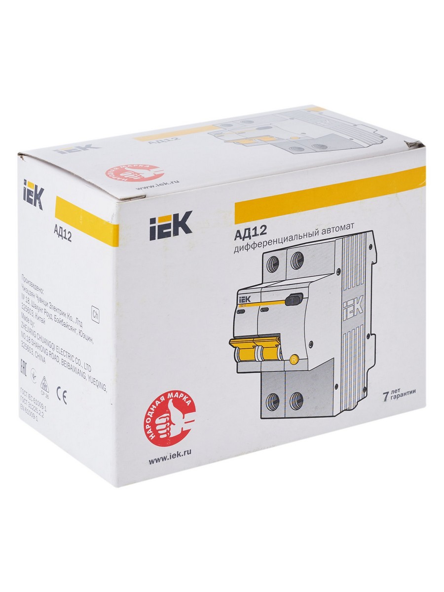 IEK Дифференциальный автоматический выключатель IEK KARAT АД12 2P 10A 30мА MAD10-2-010-C-030 