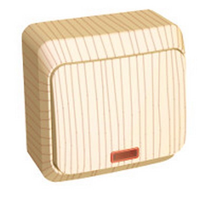 Этюд Дача Выключатель 1-клавишный Systeme Electric Этюд наружный Дача Сосна с подсветкой BA10-005D