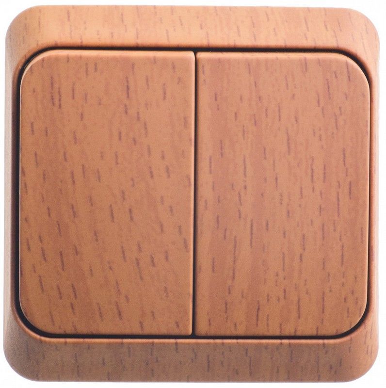 Этюд Дача Выключатель 2-клавишный Systeme Electric Этюд наружный Дача Темный бук с подсветкой BA10-006T