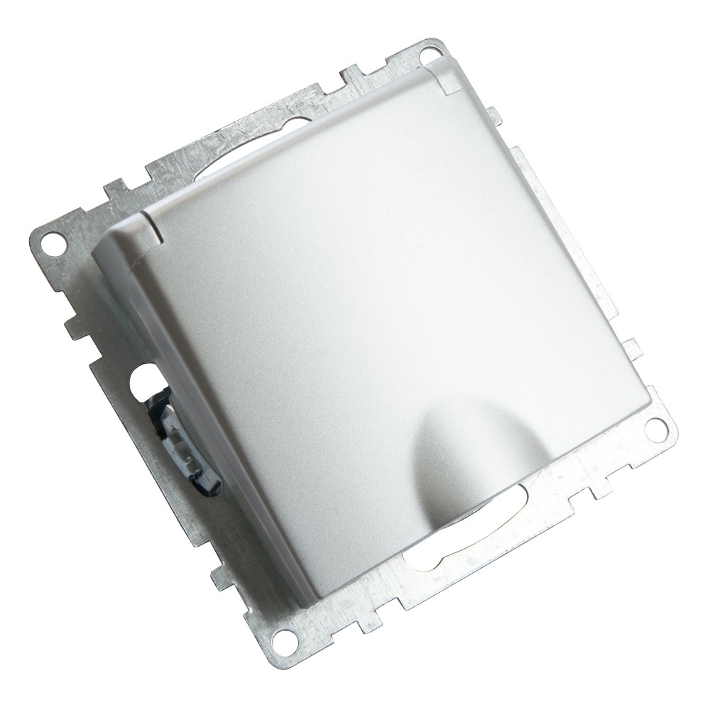 Катрин - Розетки и выключатели Stekker Розетка 1-местная с/з с крышкой STEKKER GLS16-7112-03 16А с защ. шторкой Катрин серебро 39580