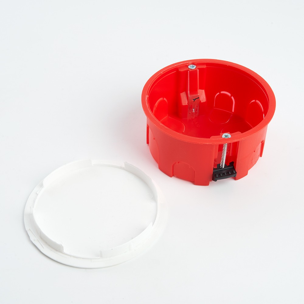 Коробка монтажная для полых стен, с пластиковыми зажимами, с крышкой, D80*40мм STEKKER EBX30-02-1-20-80, красный 49006