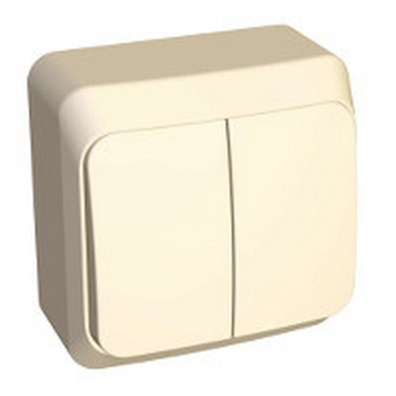 Этюд Кремовый Выключатель 2-клавишный Systeme Electric Этюд наружный Бежевый BA10-002K