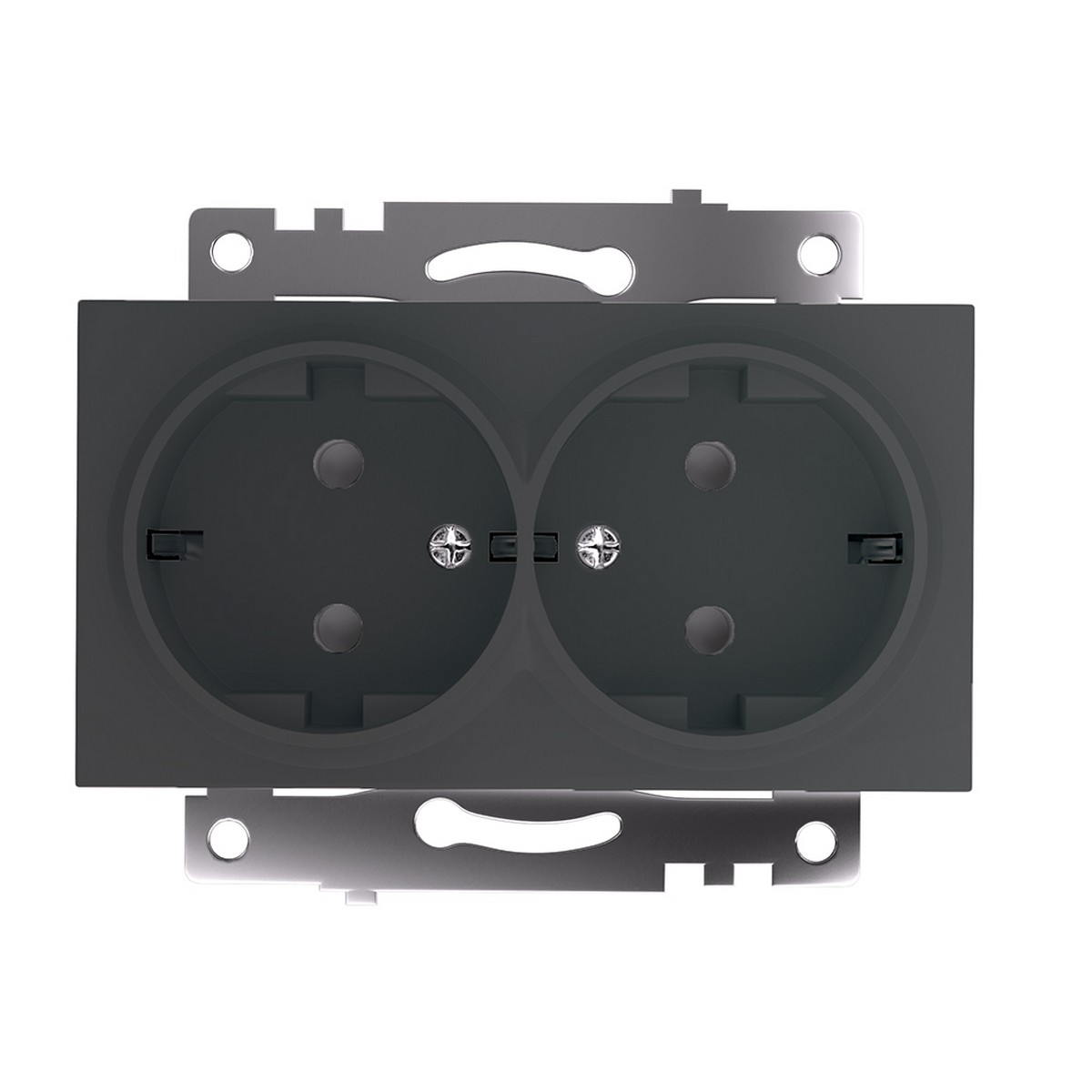 Катрин - Розетки и выключатели Stekker Розетка 2-местная с защитной шторкой STEKKER с/з  Катрин графит GLS16-7114-06 49425