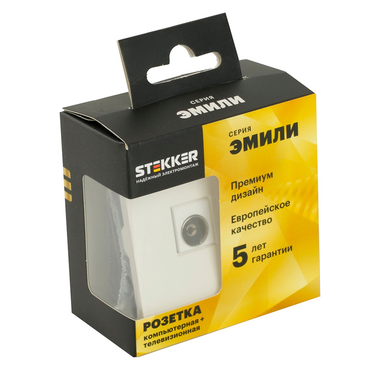 Эмили - Розетки и выключатели Stekker Розетка TV + компьютерная RJ-45 STEKKER Эмили RST00-5106-01 белый фарфор soft touch 49872