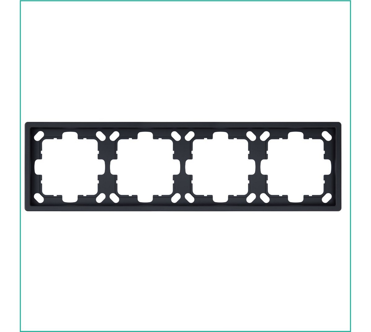 JASMART FD - розетки и выключатели Рамка JASMART FD 4-постовая Черный матовый (soft touch) 1004PBM
