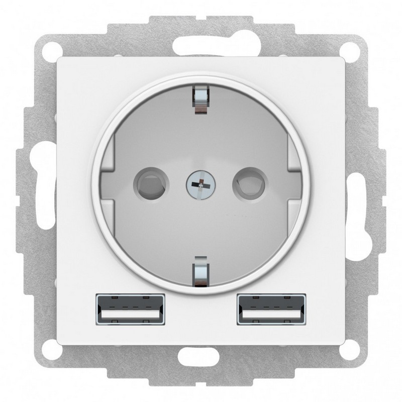 AtlasDesign Лотос Розетка Systeme Electric AtlasDesign Лотос 16А с 2 A+A, 5В/2,4А, 2х5В/1,2А, ATN001330