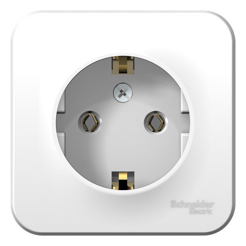 Blanca белые розетки и выключатели Розетка SE Blanca с/з Белый наружный без шторок BLNRA010101