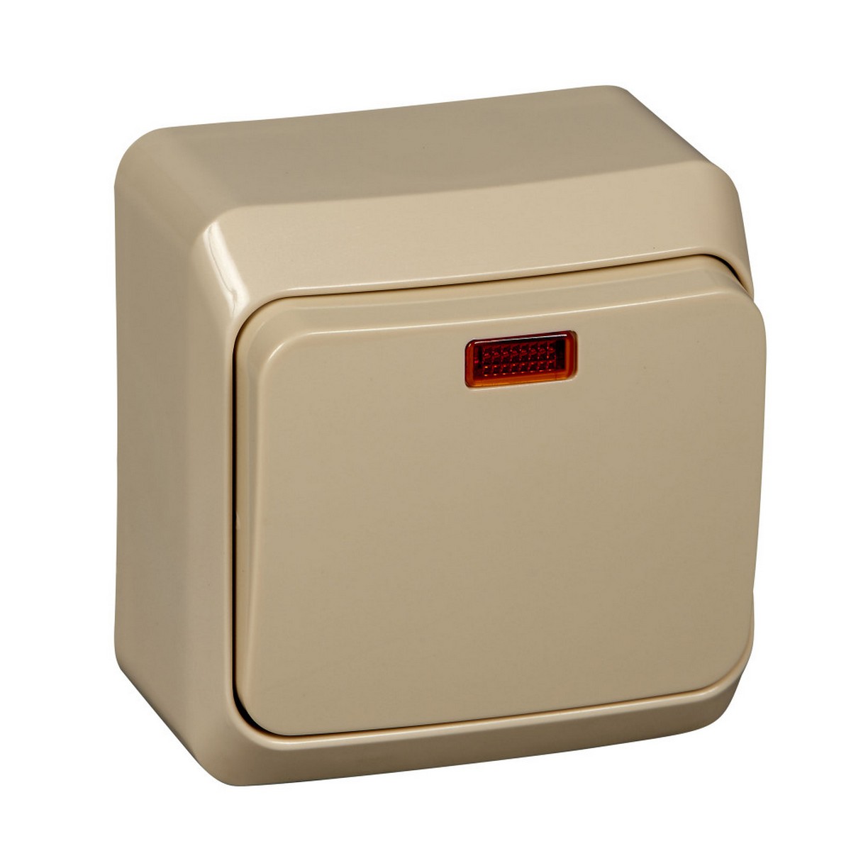 Этюд Кремовый Выключатель 1-клавишный Systeme Electric Этюд наружный Бежевый с подсветкой BA10-005K