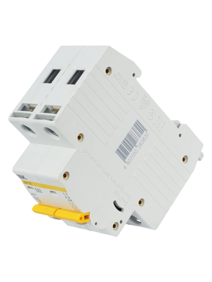 2 полюсные (двухполюсные) Автоматический выключатель IEK KARAT ВА47-29 2Р 63А 4,5кА х-ка С MVA20-2-063-C 