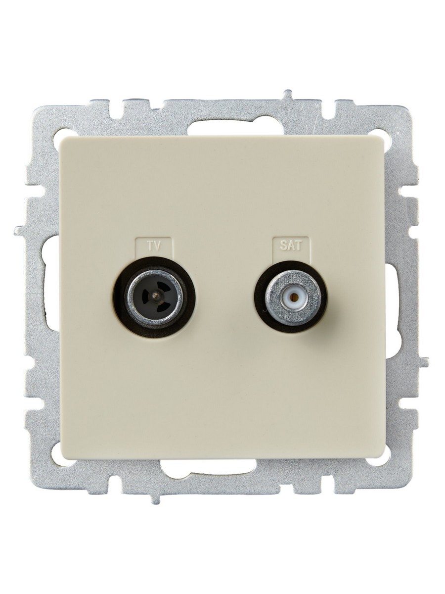 IEK Brite Бежевый Розетка IEK BRITE двойная TV+SAT РТВ/РСп12-БрКр бежевый BR-AF20-O-K10