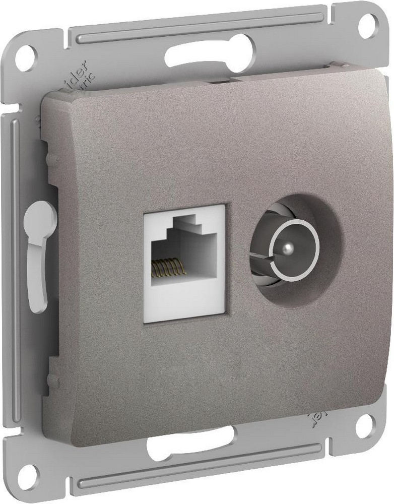 Glossa Платина Розетка TV Systeme Electric Glossa Платина двойная + компьютерная RJ45, кат. 5Е GSL001289