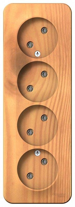 Blanca ясень розетки и выключатели Розетка SE Blanca 4-ая Ясень наружный б/з без шторок изолир. пластина BLNRA000415