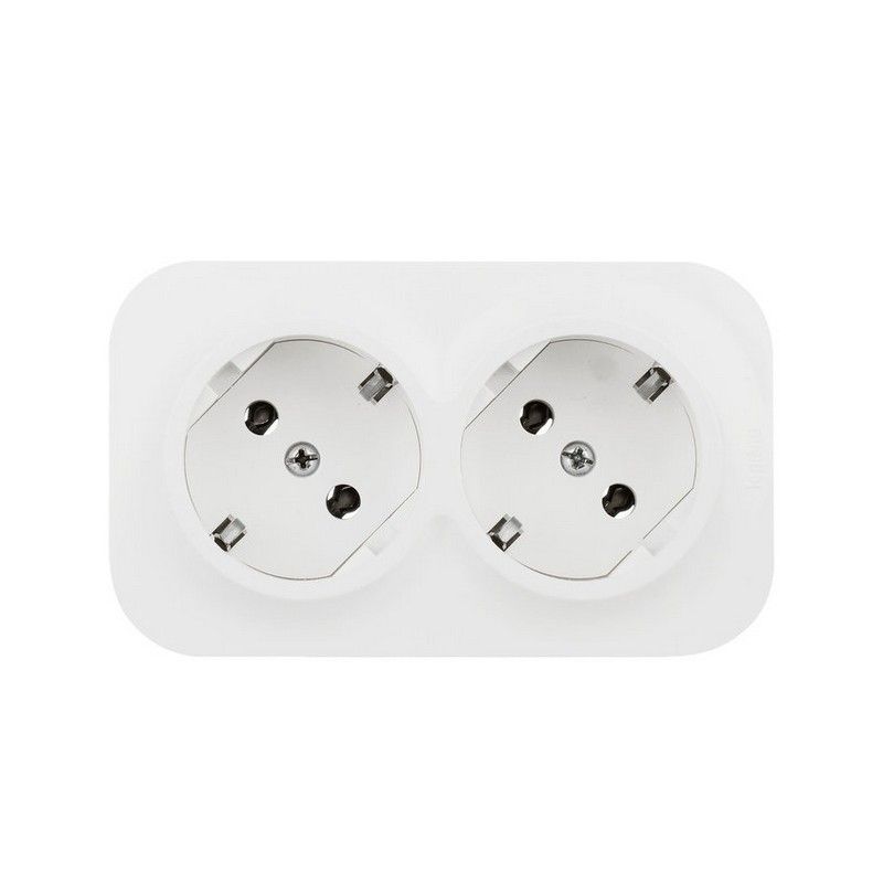 Накладные Розетки и выключатели Legrand Quteo Белый Розетка Legrand Quteo двойная с заземлением без шторок белая 782233 (782213)