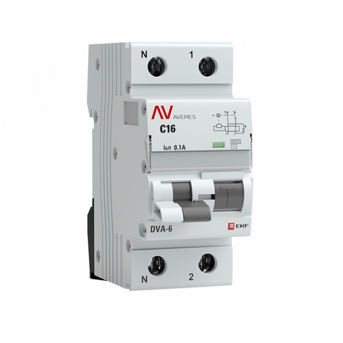 EKF Диф. Автомат EKF AVERES DVA-6 (C) 1P+N 16А/100мА тип АС 6кА rcbo6-1pn-16C-100-ac-av 