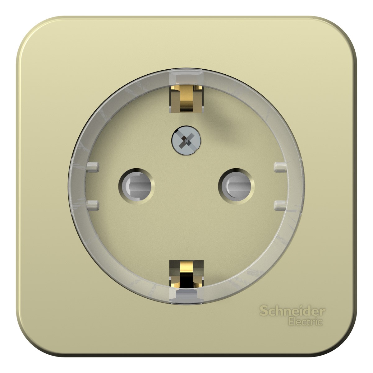 Blanca бежевые розетки и выключатели Розетка SE Blanca с/з Бежевый наружный со шторками (Компакт) изолир. пластина BLNRA111117