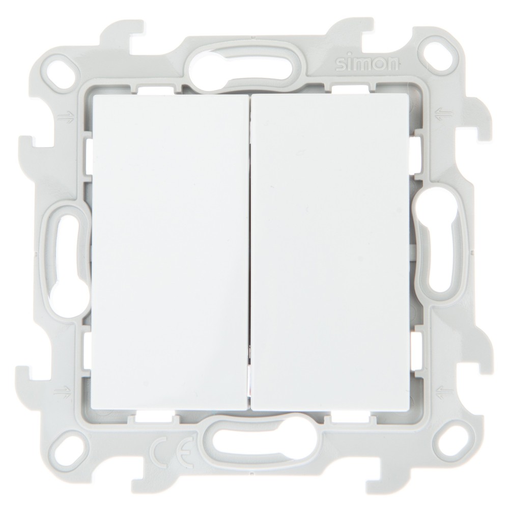 Розетки и выключатели Simon 24 Белые Выключатель Двухклавишный Simon 24 Белый 2450398-030