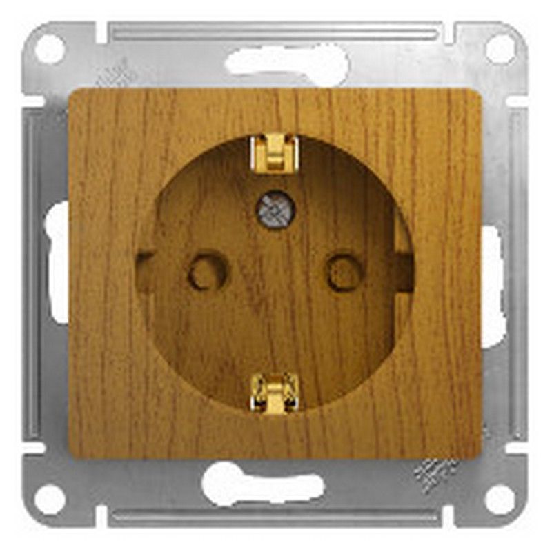 Glossa Дуб Розетка Systeme Electric Glossa Дерево Дуб с заземлением со шторками GSL000545