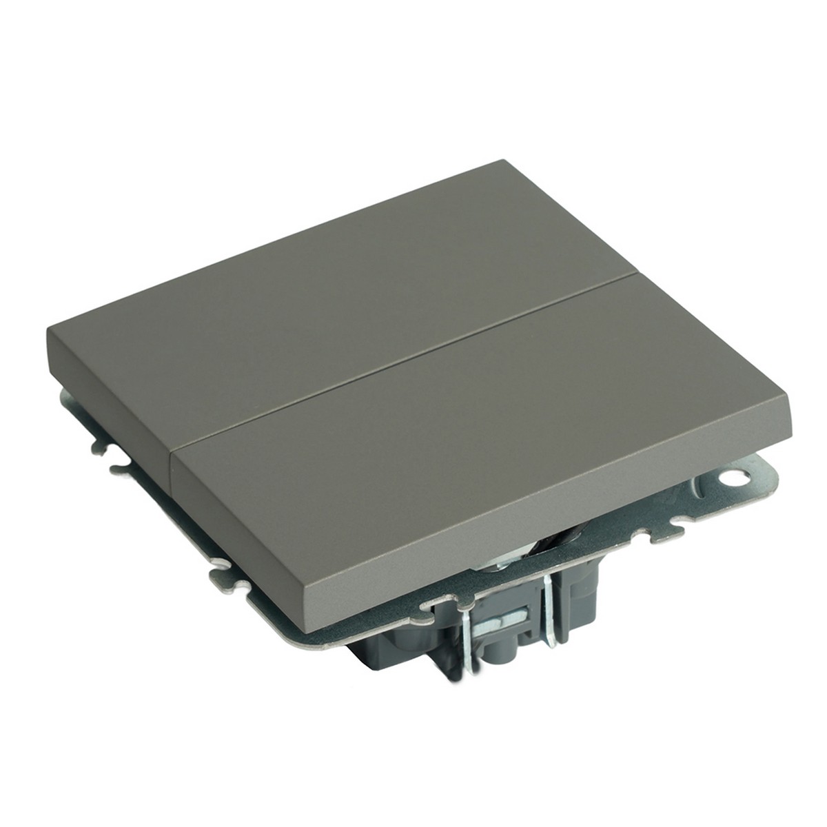 Эмили - Розетки и выключатели Stekker Переключатель 2-клавишный STEKKER Эмили RSW10-5107-10 платиново-серый soft touch 49947