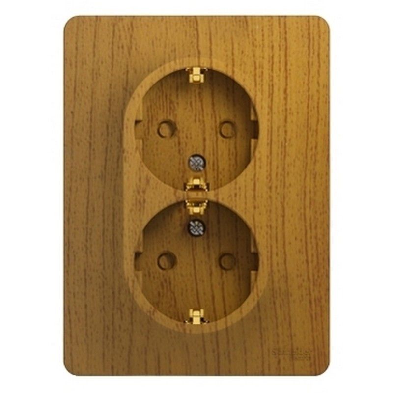 Glossa Дуб Розетка Systeme Electric Glossa Дерево Дуб 2-я с заземлением со шторками GSL000526