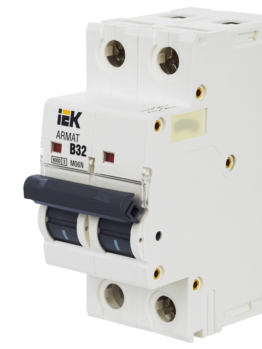 2 полюсные (двухполюсные) Автоматический выключатель IEK ARMAT M06N 2P B 32А AR-M06N-2-B032 