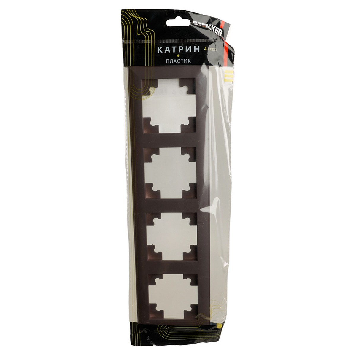 Катрин - Розетки и выключатели Stekker Рамка STEKKER 4-местная Катрин стекло шоколад PFR00-7004-04 39820