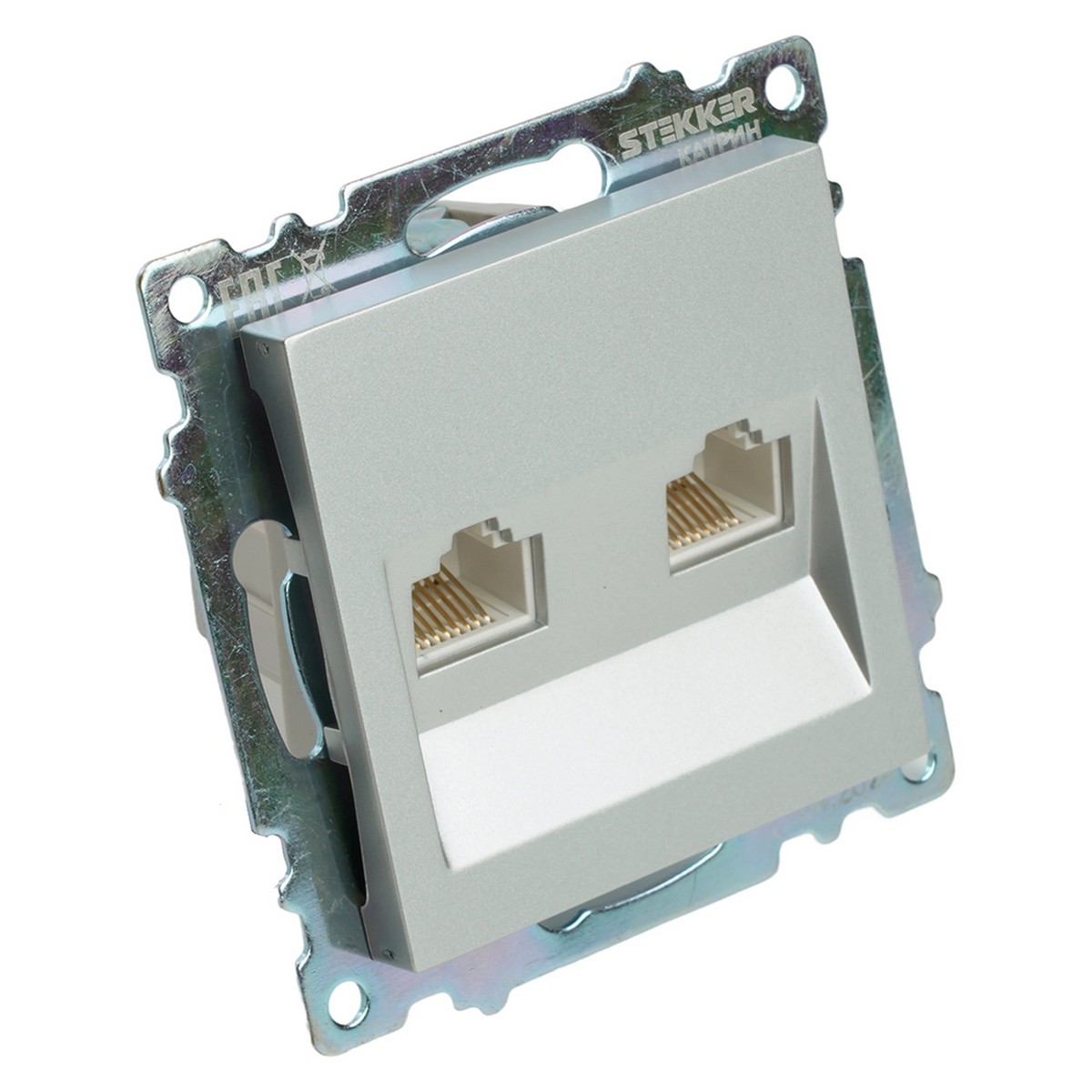 Катрин - Розетки и выключатели Stekker Розетка компьютерная 2-местная RJ-45 STEKKER GLS00-7109-03 Катрин серебро 50005