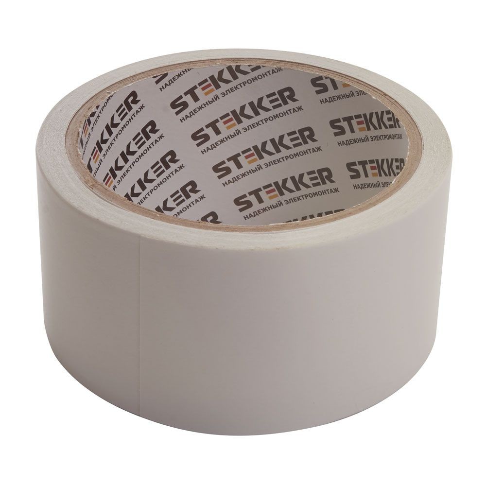 Скотч двусторонний на полипропиленовой основе STEKKER INTP6-48-10 48мм*10м, прозрачный , белая подложка 39147
