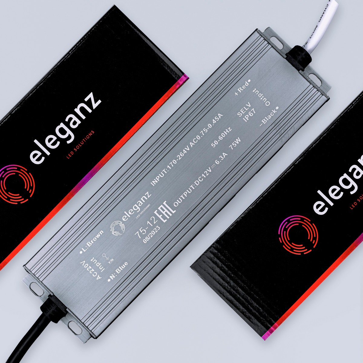 Блоки питания для светодиодной ленты Блок питания для светодиодной ленты Eleganz 12V 75W IP67 герметичный 1119 