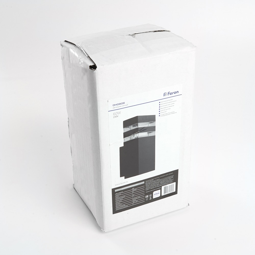 Уличные настенные светильники Светильник садово-парковый Feron DH0806 на стену вверх  E27 230V черный 41153 