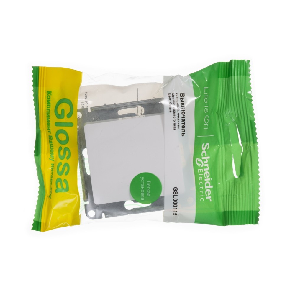 Glossa Белый Кнопка Systeme Electric Glossa Белый нажимная, сх.1 GSL000115