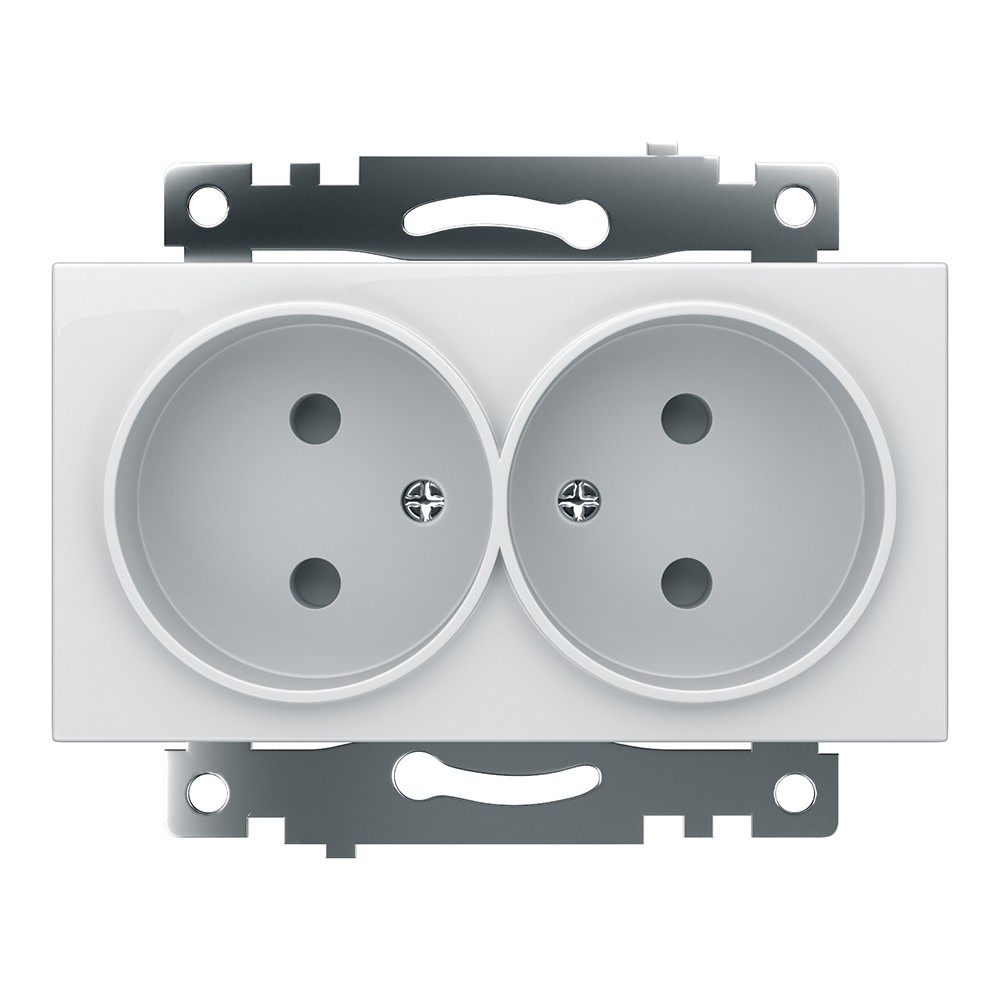 Катрин - Розетки и выключатели Stekker Розетка 2-местная б/з STEKKER GLS10-7113-01 250V 10А с защ. шторкой Катрин белый 39573