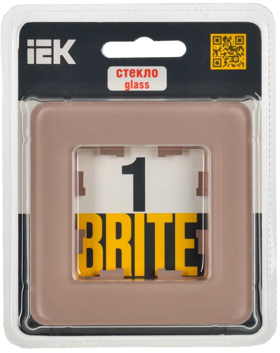 IEK Brite Рамки Рамка IEK BRITE DECOR Дымчатый матовый стекло скругл.угол 1-мест. РУ-1-2-Бр RE BR-M12-G-41-K97