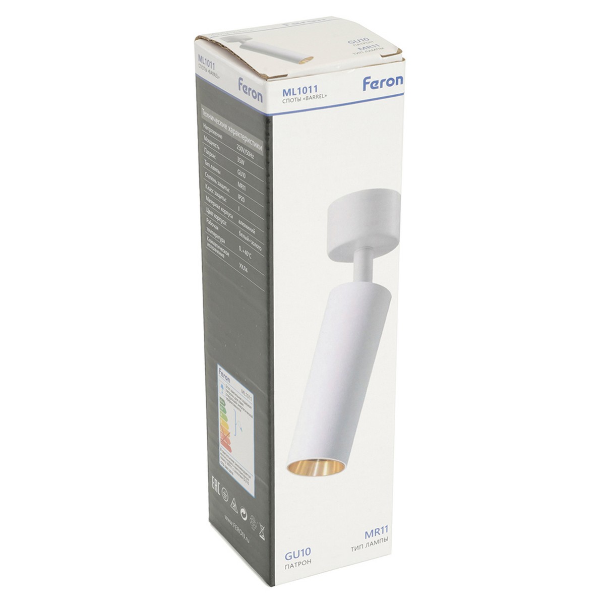Светильники споты светодиодные Светильник Feron ML1011 настенно-потолочный GU10 белый + золото 51380 